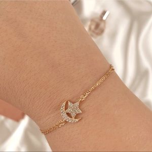 Sun Moon Adjustable Boho Gold Bracelet